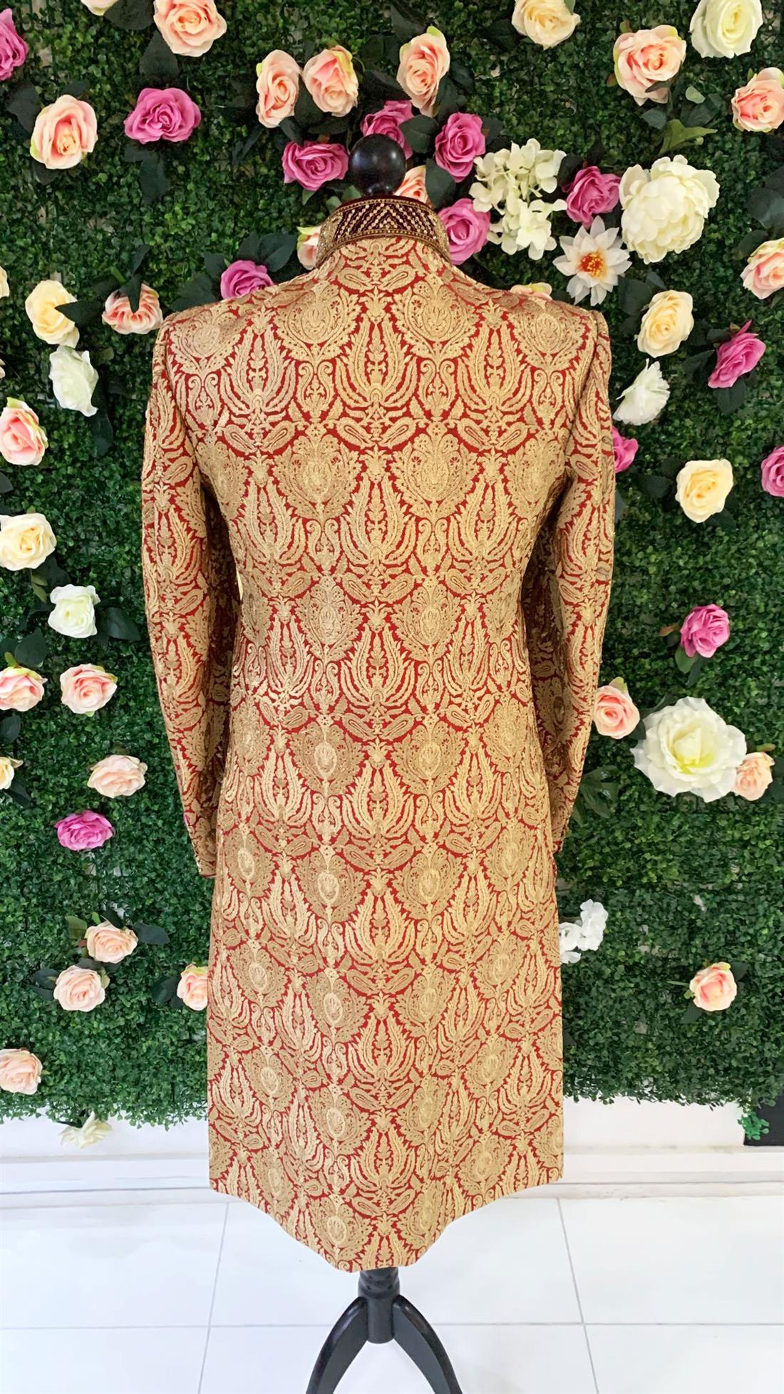 Gold Embroidered Silk Mens Sherwani