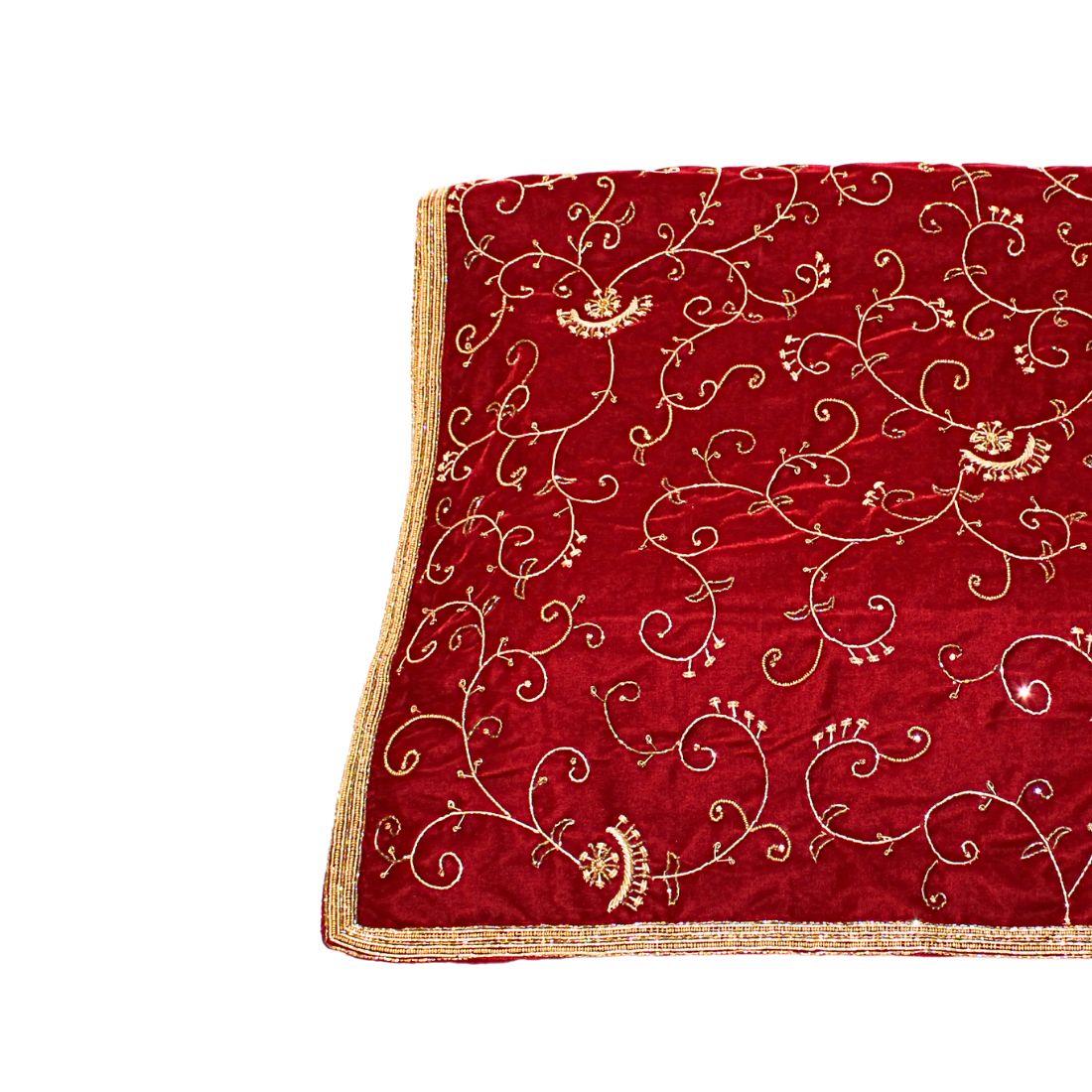 Maroon & Gold Velvet Shawl