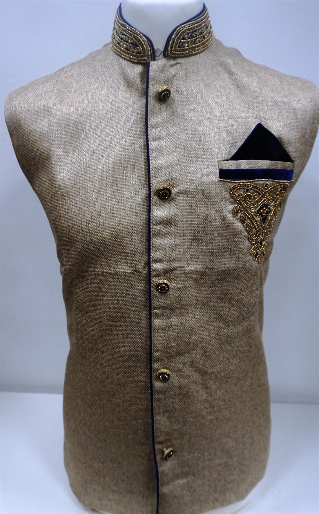 Gold Mens Brocade Waistcoat.