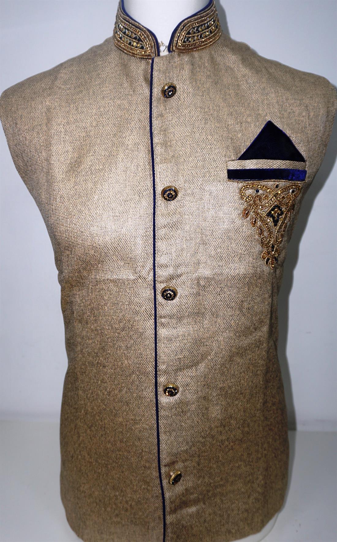 Gold Mens Brocade Waistcoat.