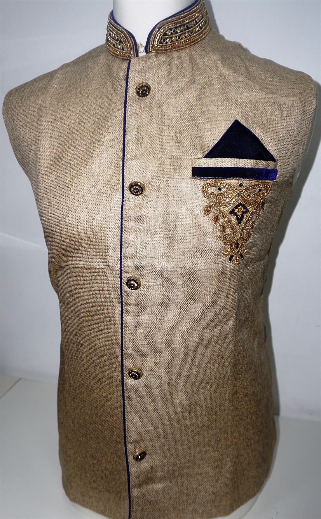 Gold Mens Brocade Waistcoat.