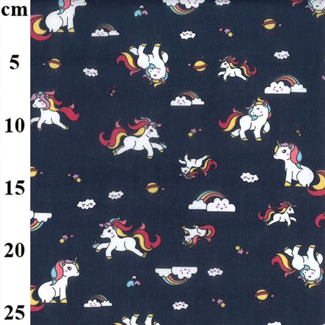 Navy Cotton Printed Poly Cottons