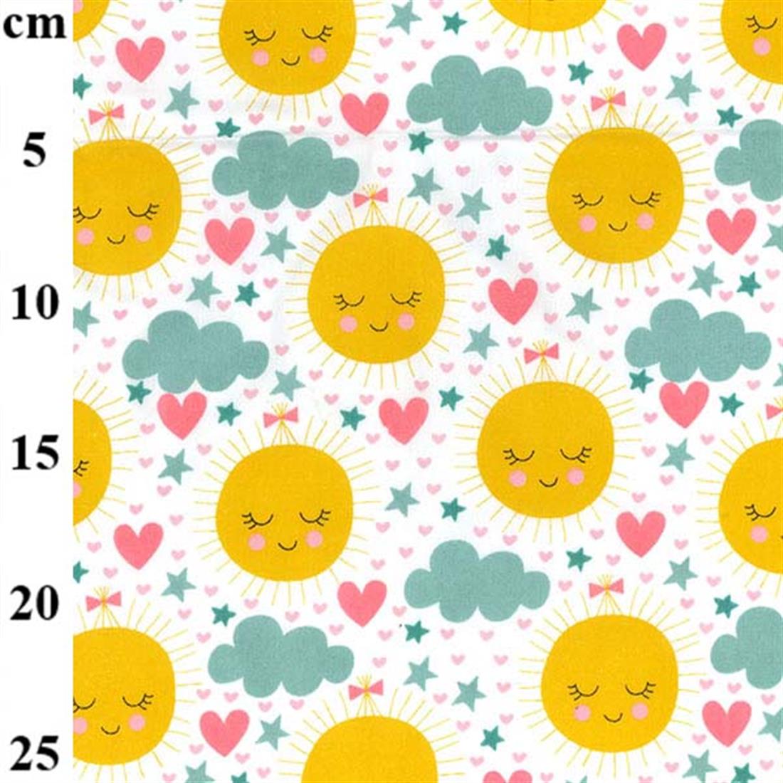 White Printed Poly Cotton Fabric Craft Quilting Patchwork Dressmaking