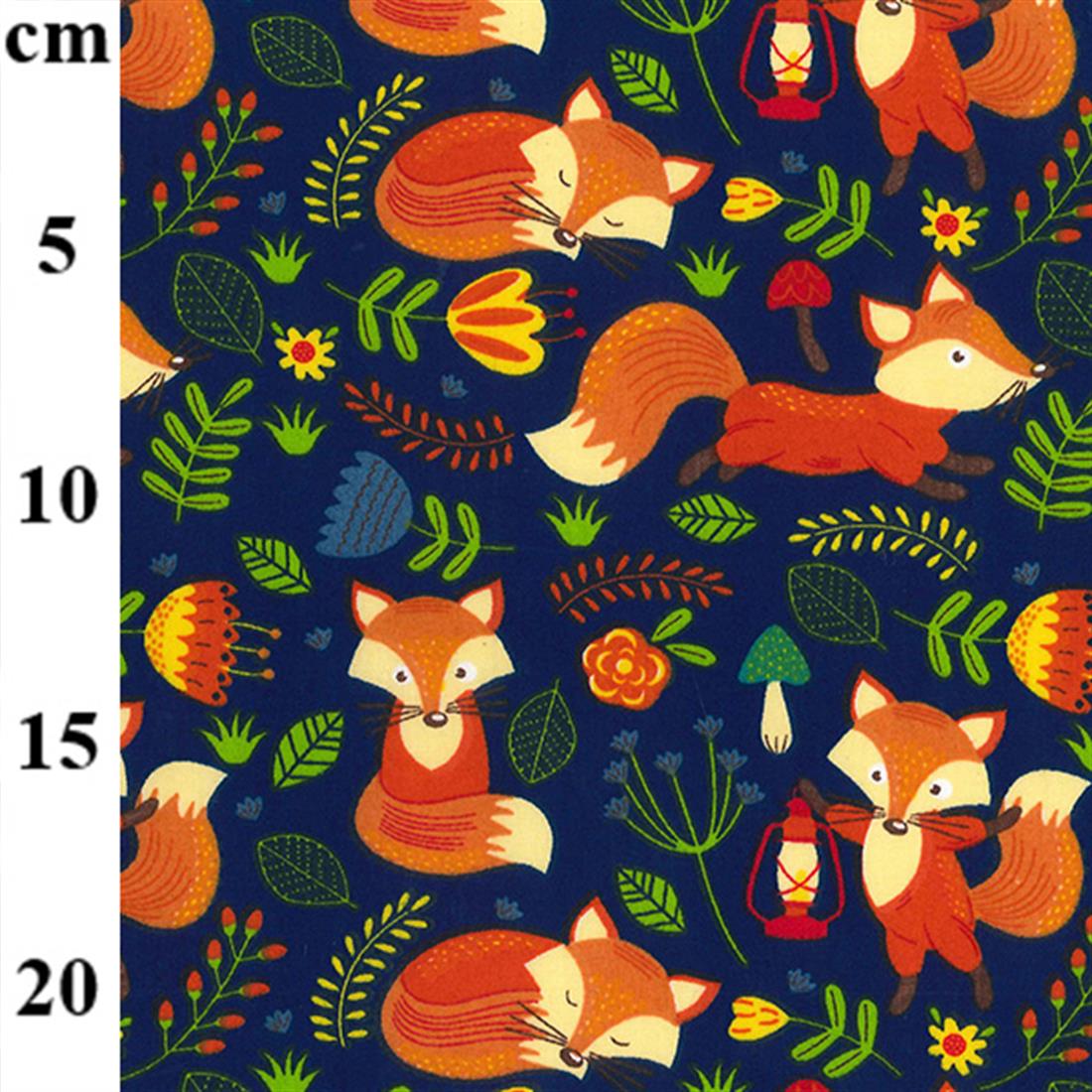 Navy Cotton Printed Poly Cottons
