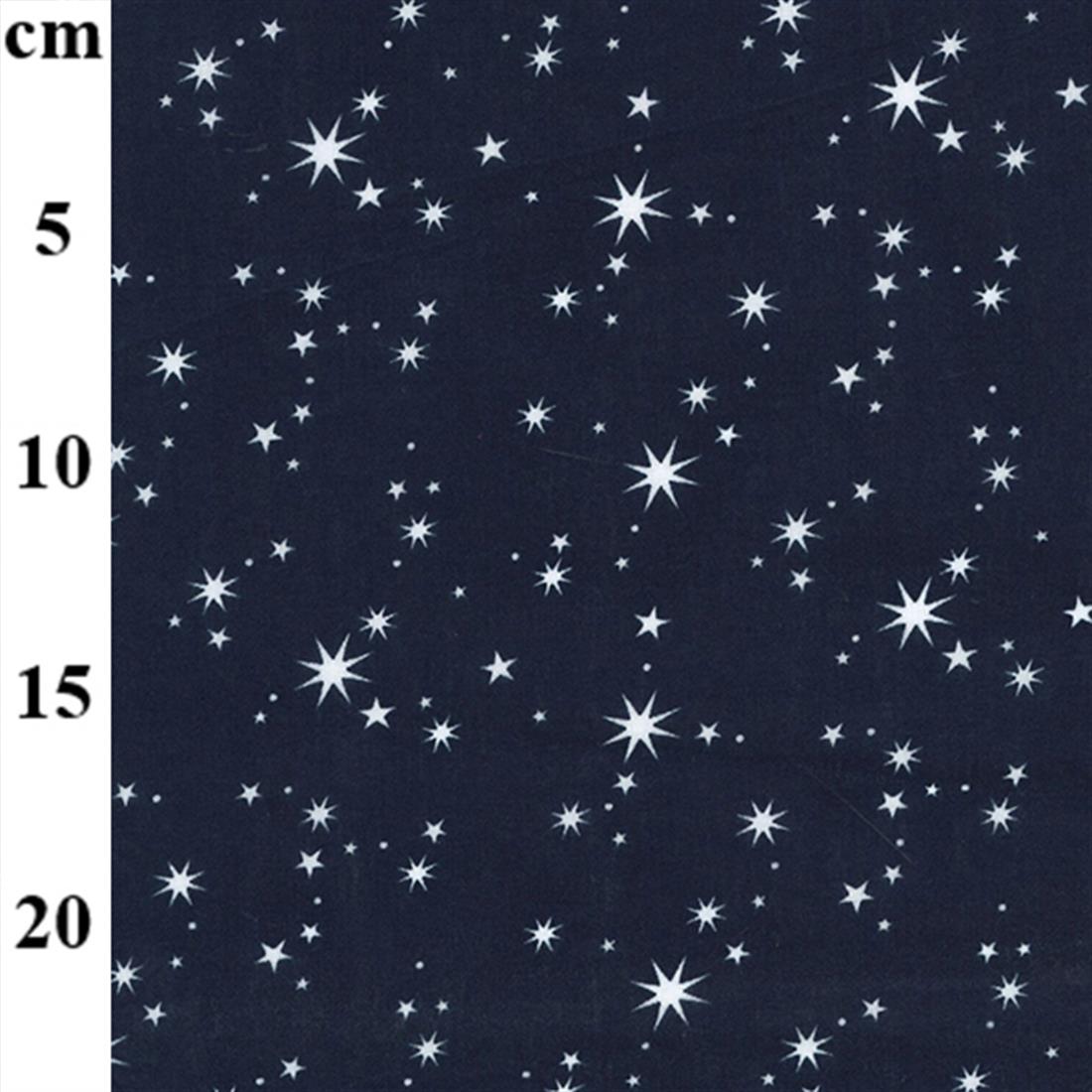 Navy Printed Cotton Christmas Polycotton