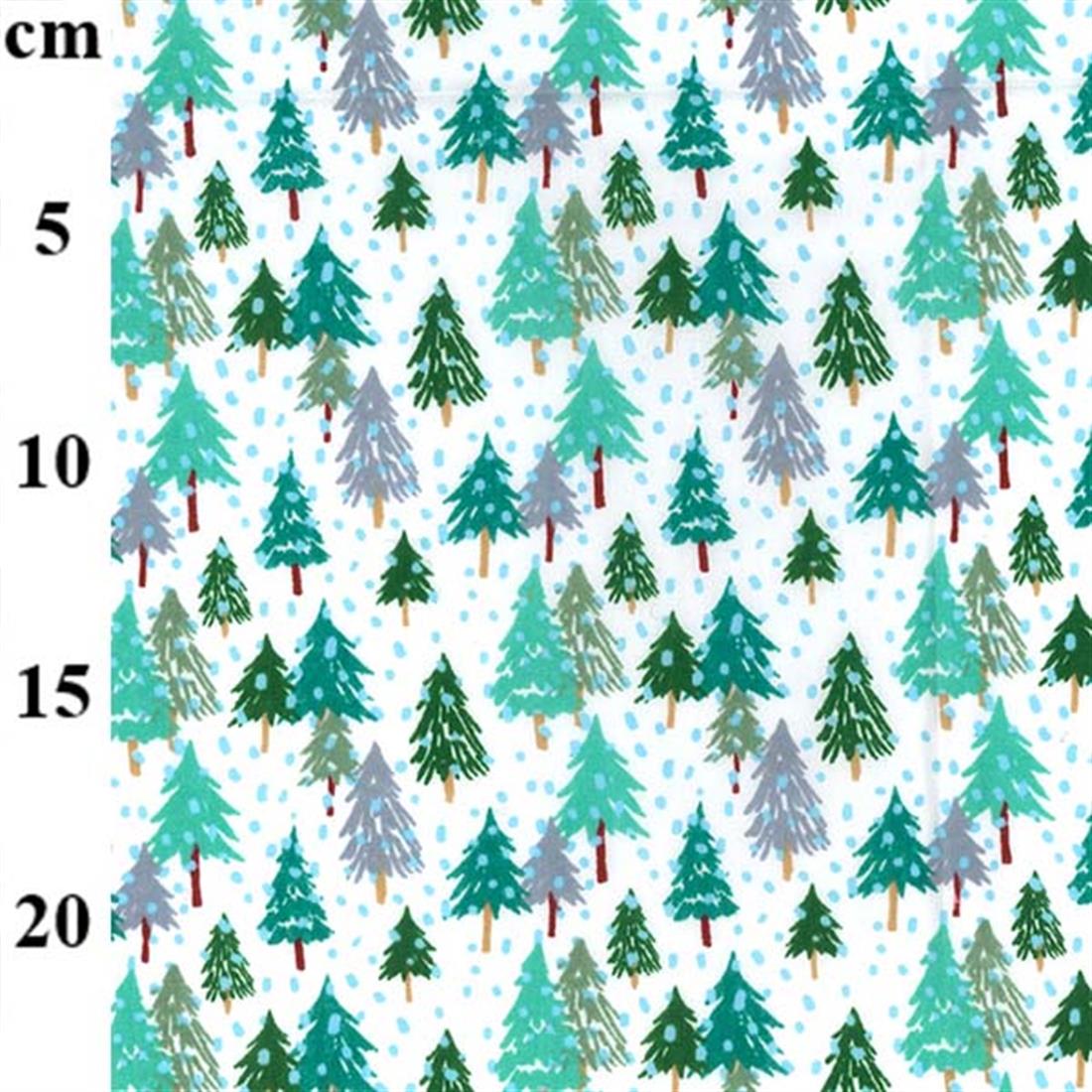 White Printed Cotton Christmas Polycotton