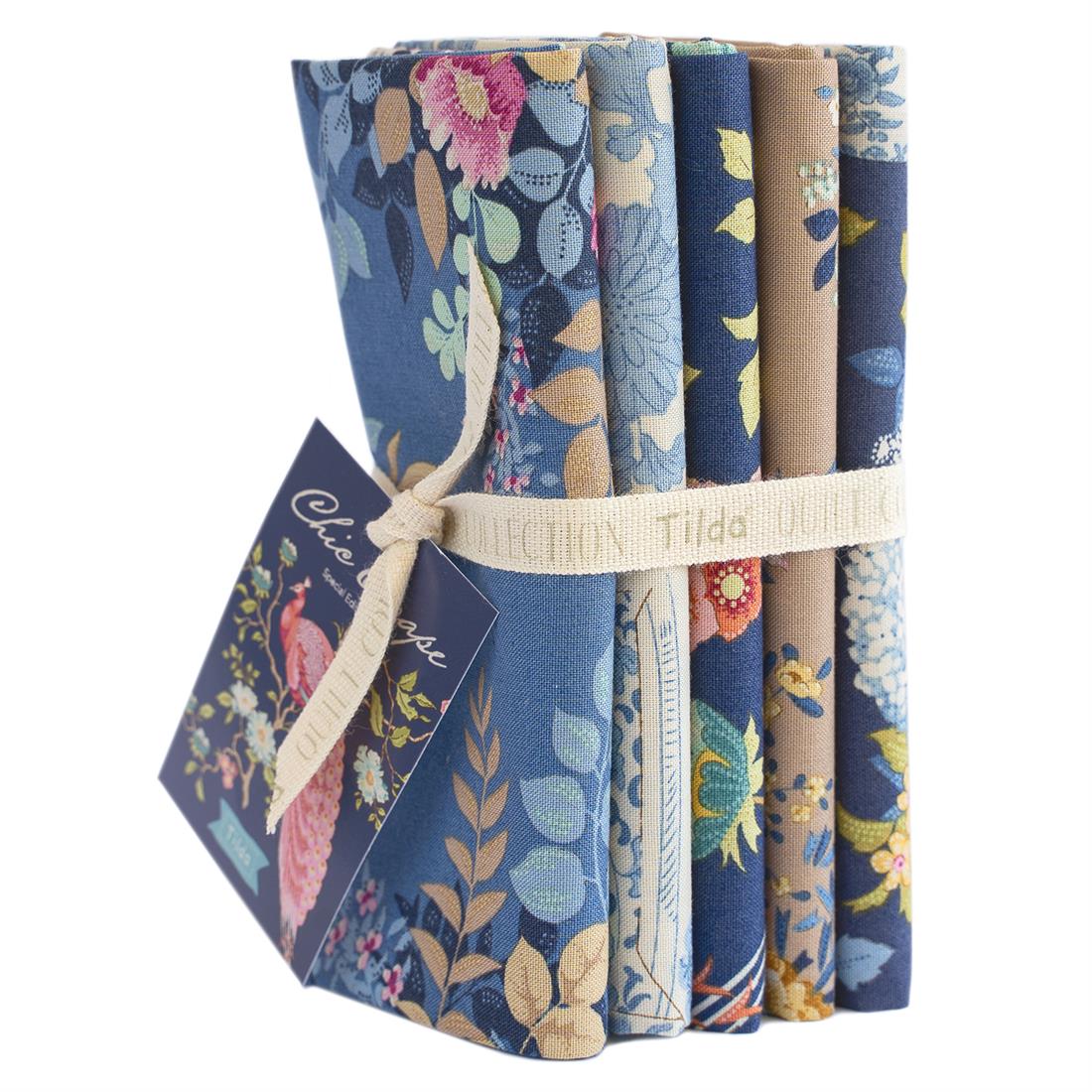 Blue and Sand Cotton Fat Quarter Bundle