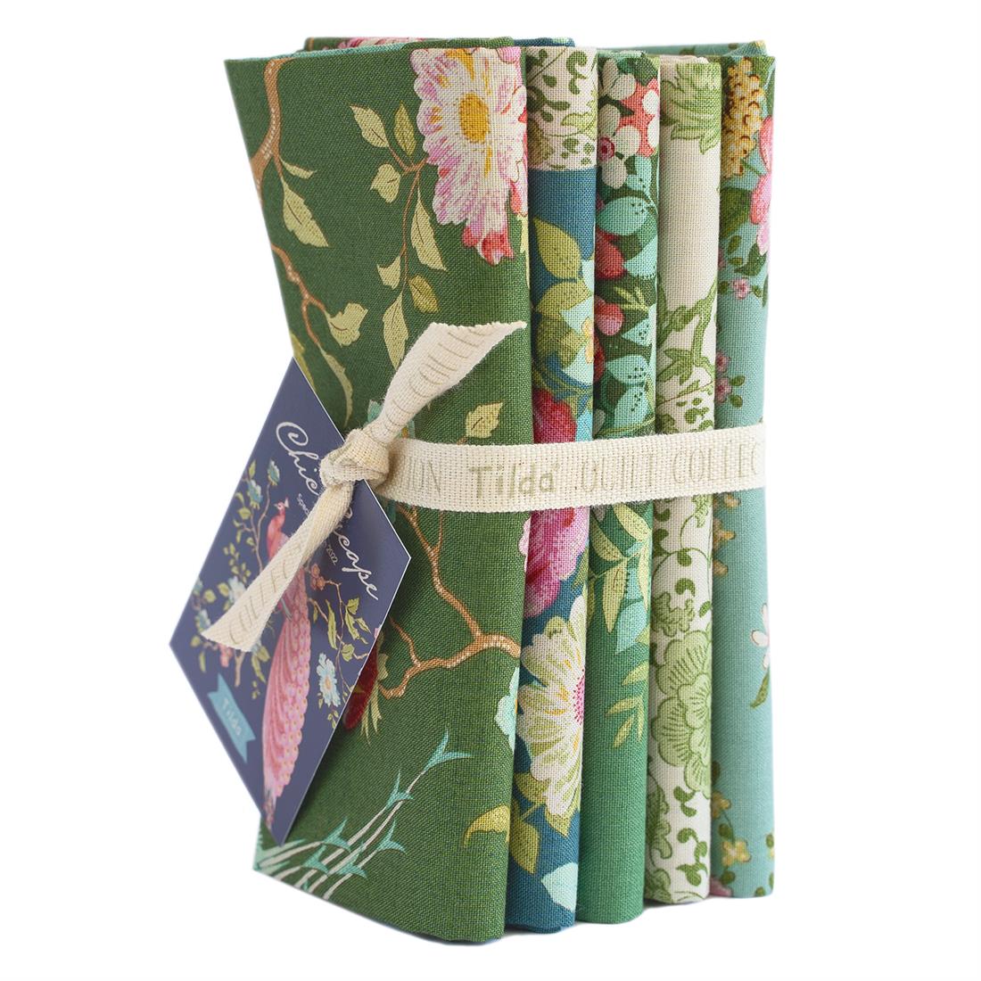 Green and Teal Cotton Fat Quarter Bundle