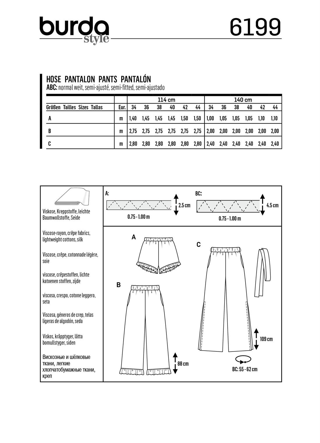 Crepe Burda Style Pattern 6199 Misses