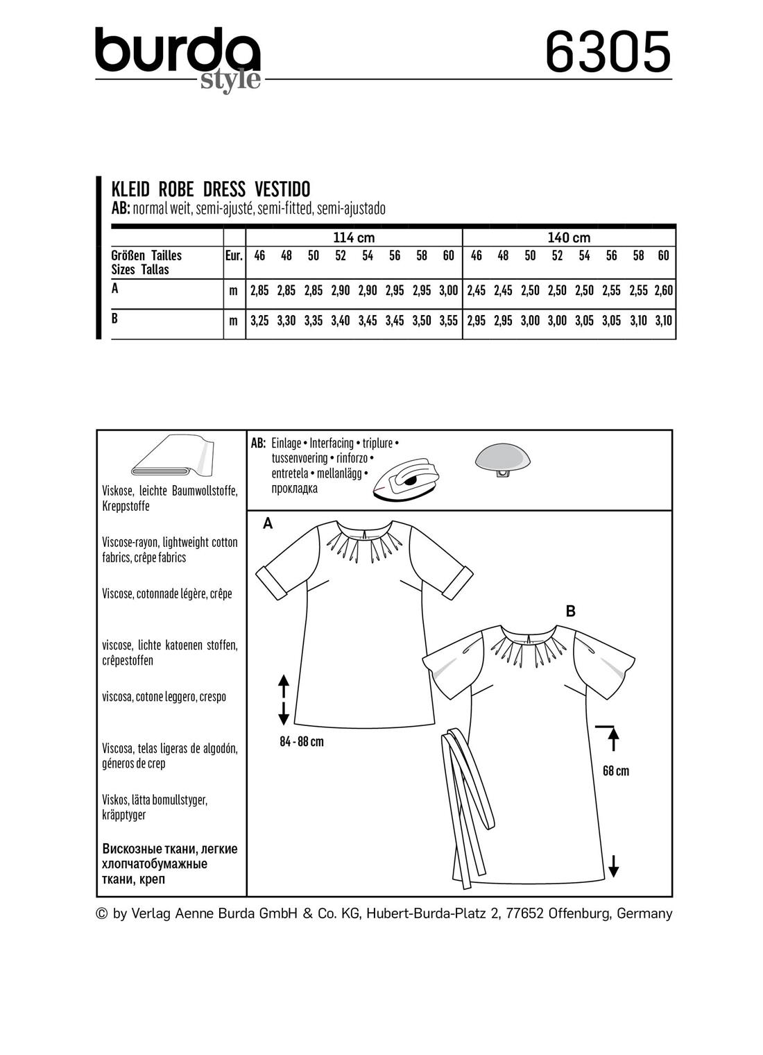 Crepe Burda Style Pattern 6305