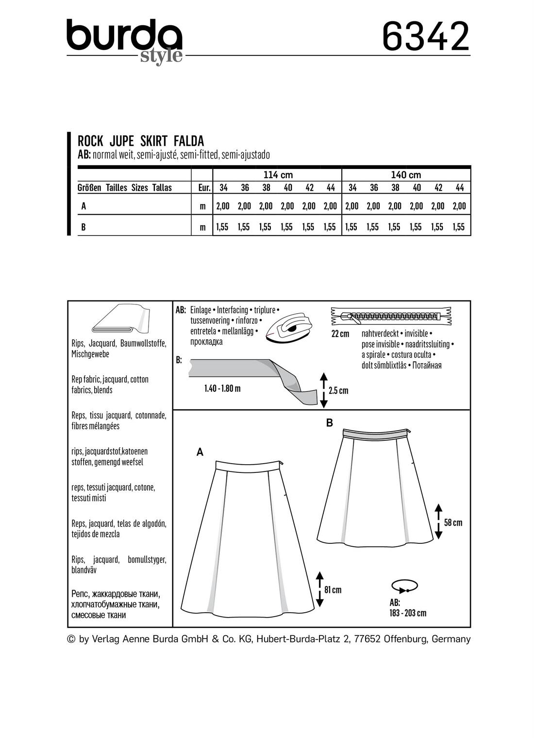 Jacquard A-Line Burda Style Pattern 6342