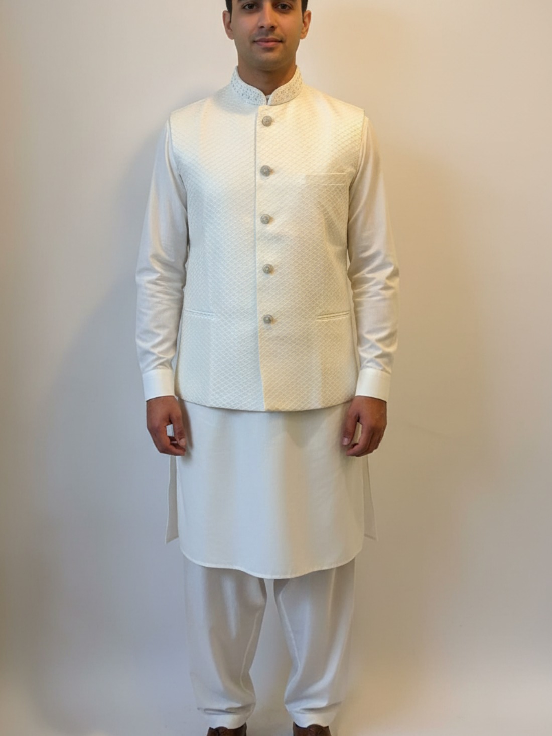 Mens brocade waistcoat with hand embellishment