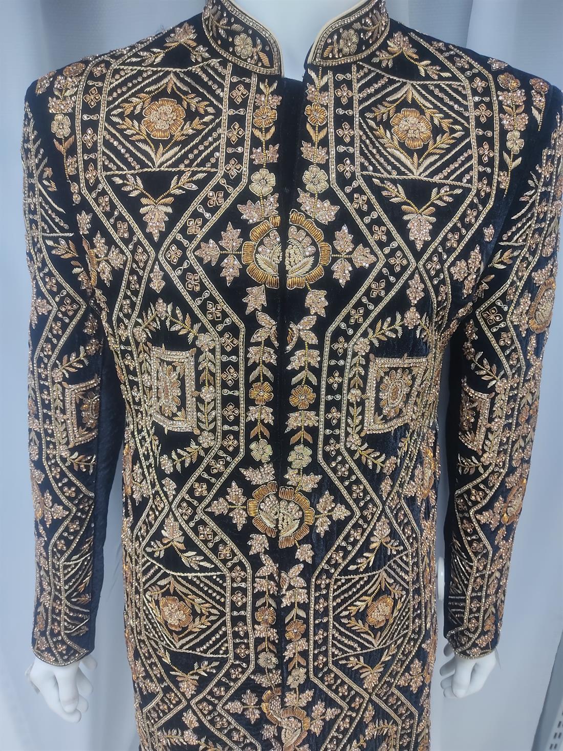Black & Gold Mens Sherwani
