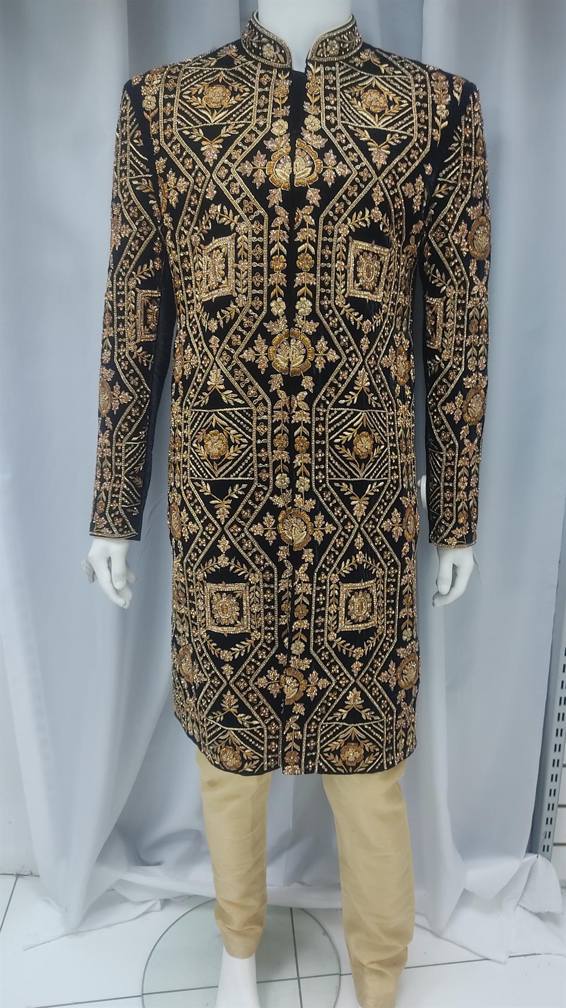 Black & Gold Mens Sherwani