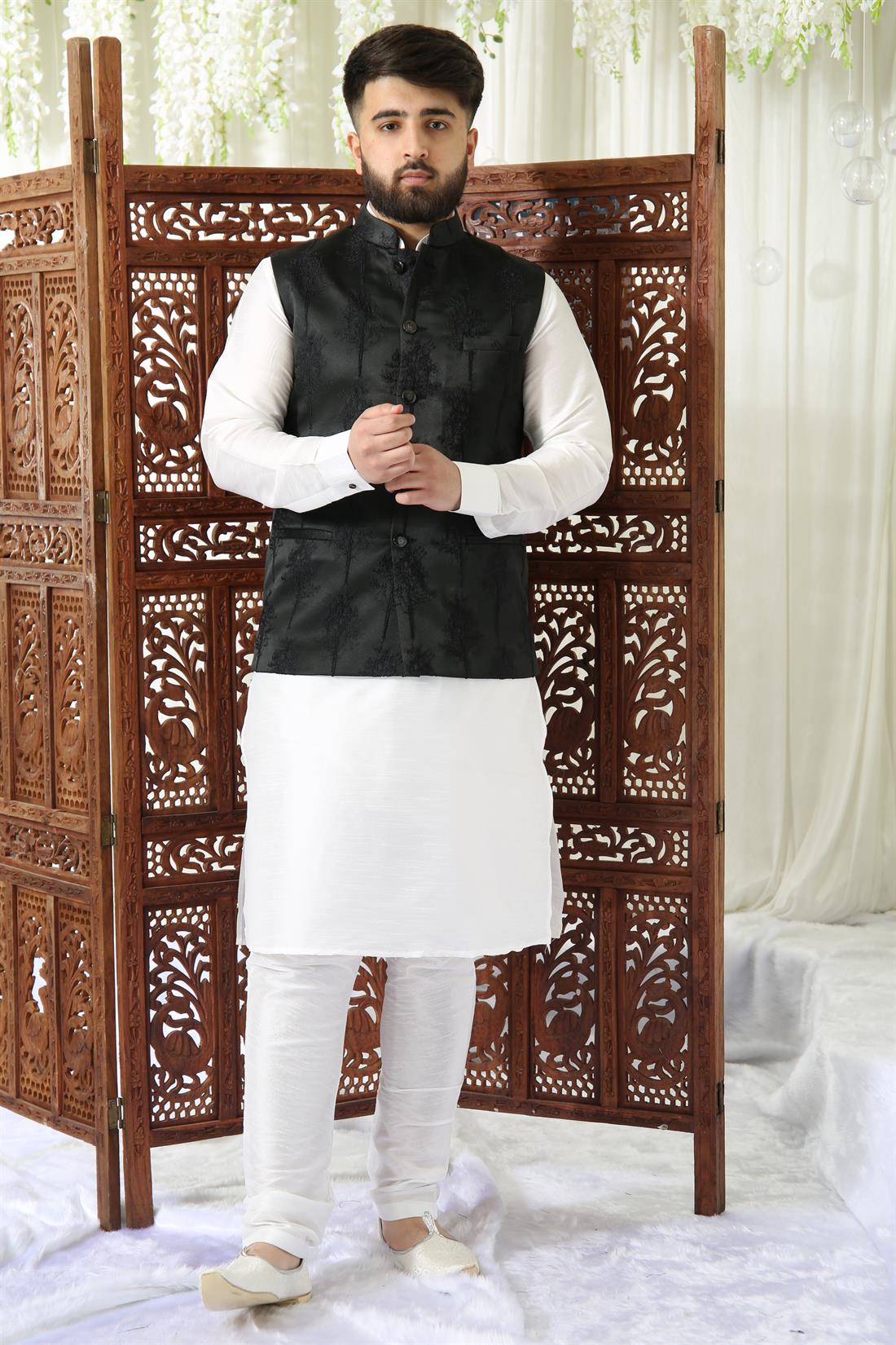 Black Mens Waistcoat with Self to Print.