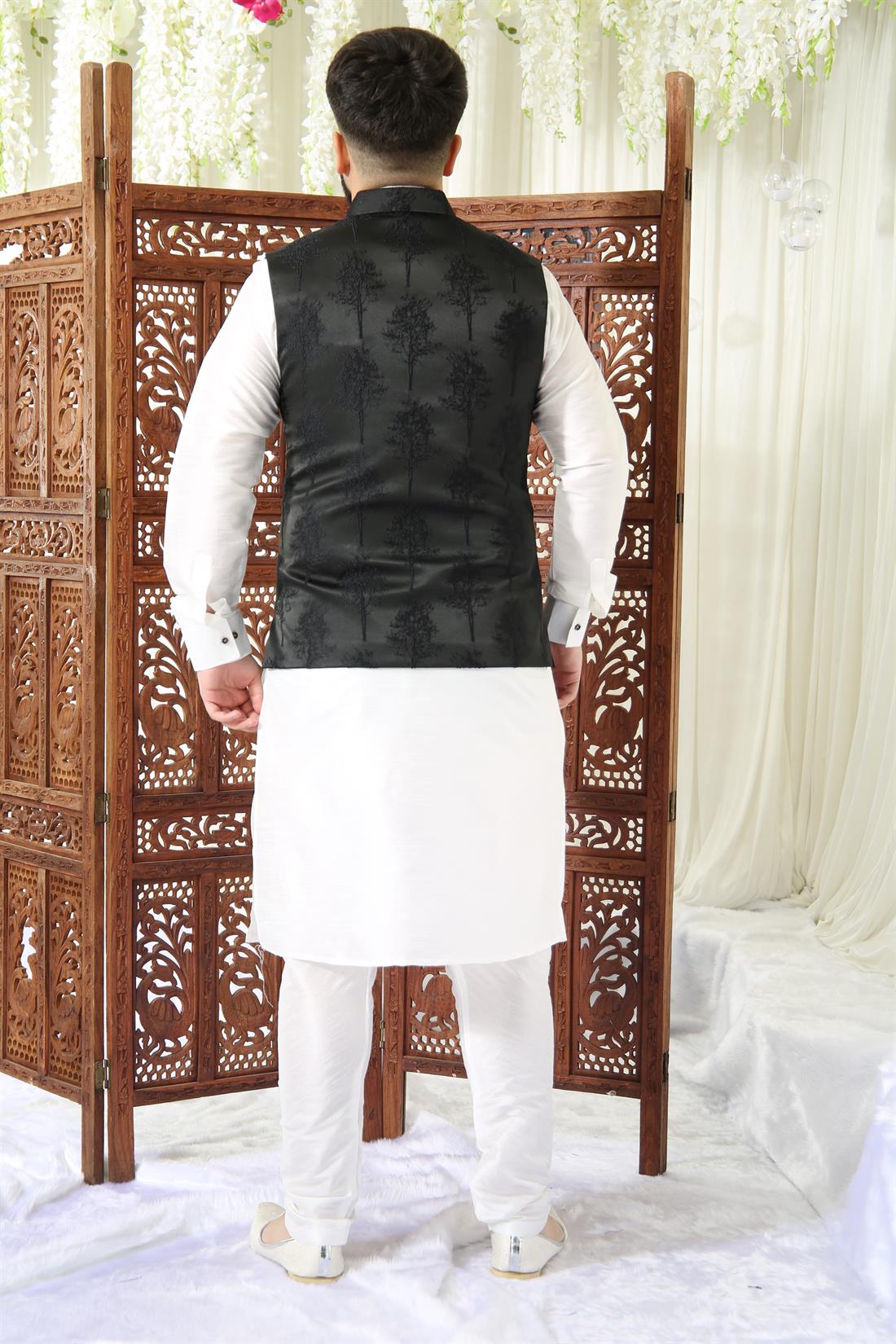 Black Mens Waistcoat with Self to Print.