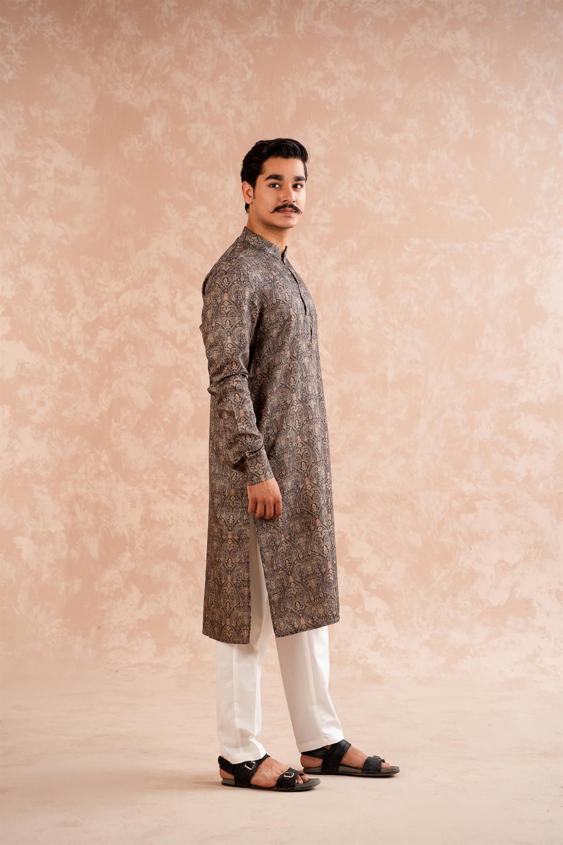 Black Printed Kurta Pajama