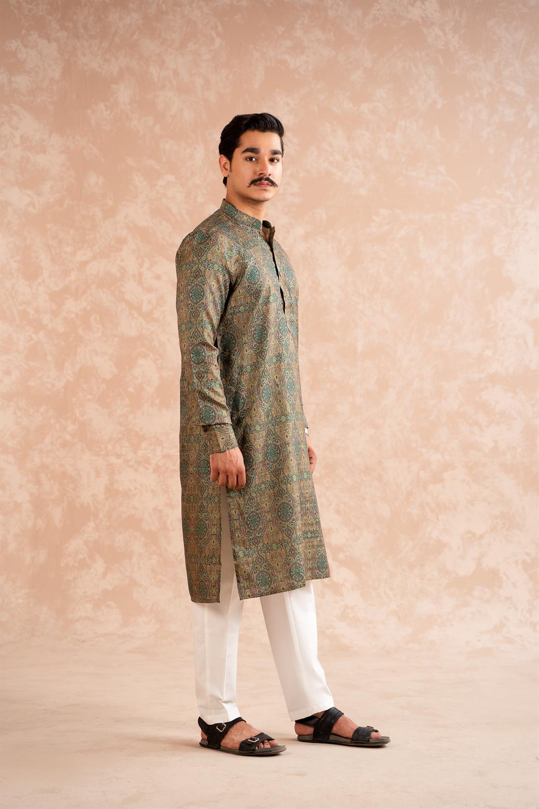 Green Printed Kurta Pajama