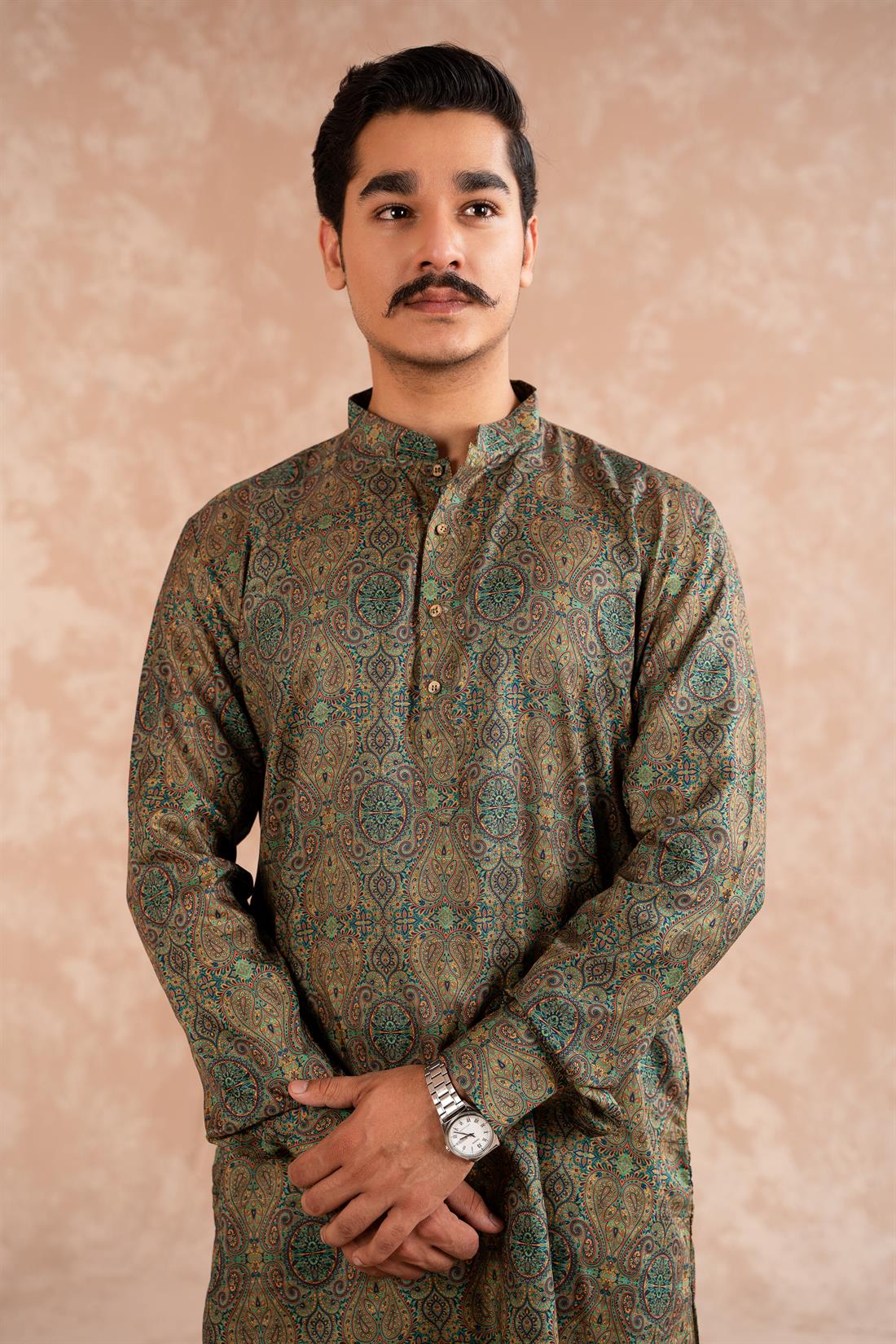 Green Printed Kurta Pajama
