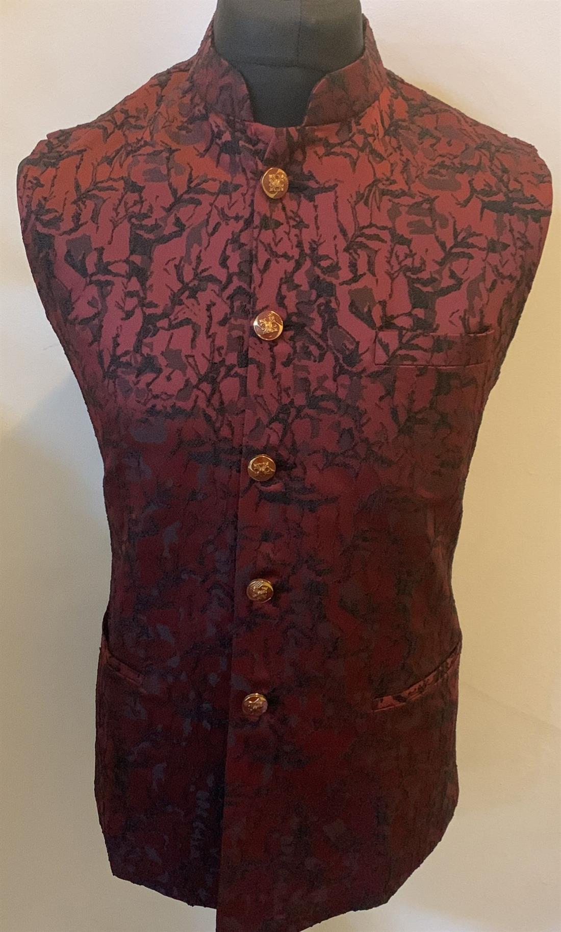 Maroon & Black Mens Waistcoat