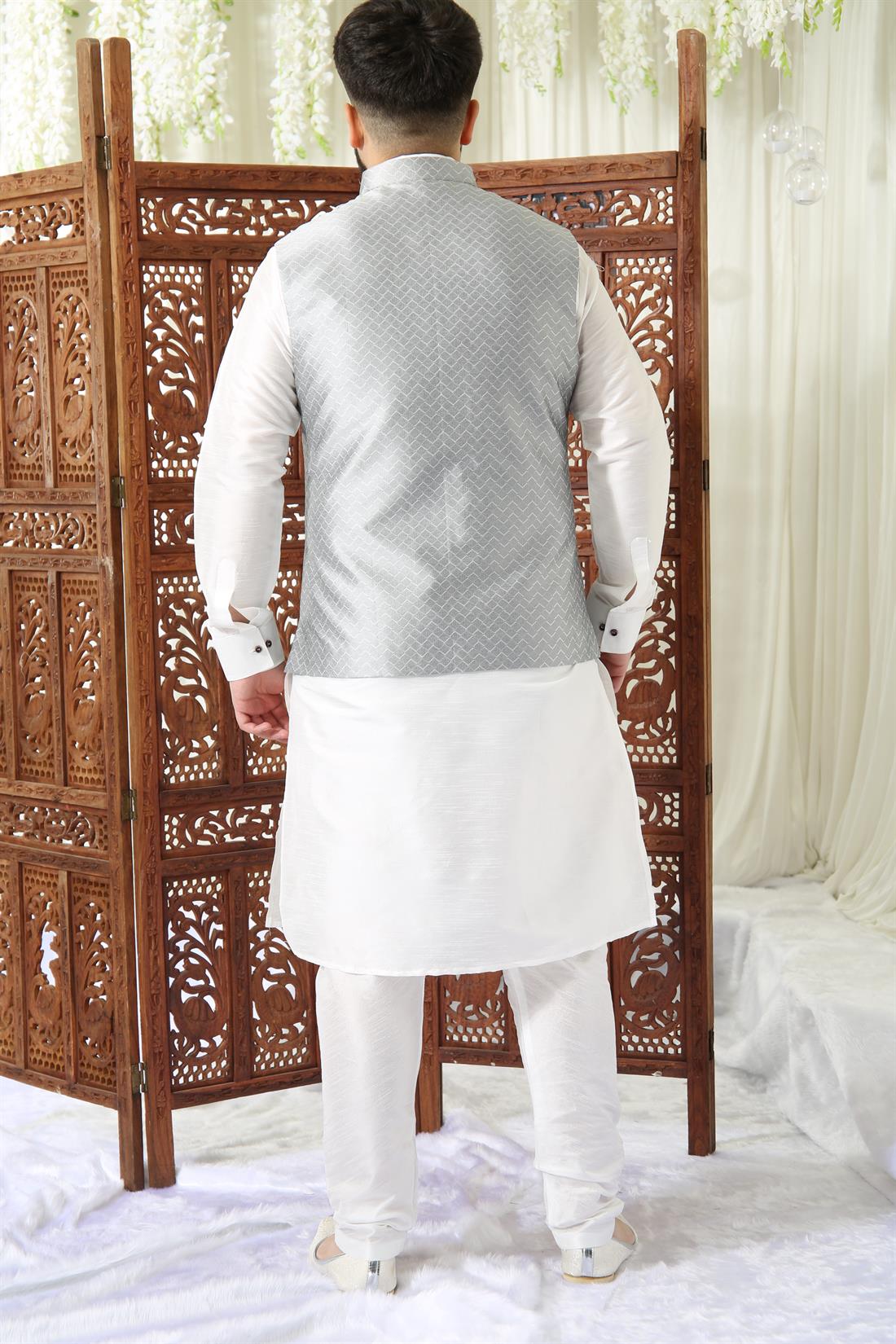 Grey Mens Brocade Waistcoat.