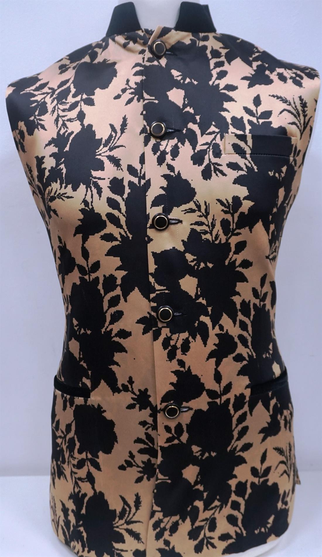 Gold & Black Mens Brocade Waistcoat.