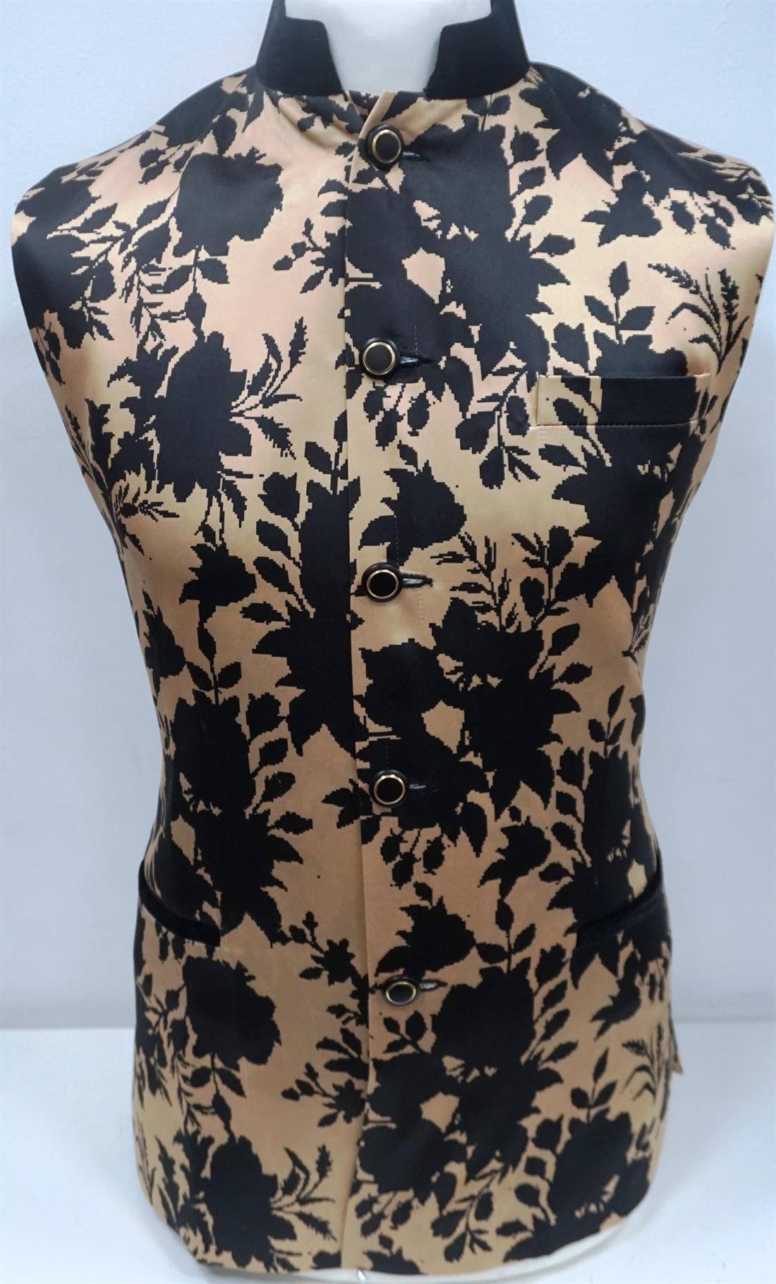 Gold & Black Mens Brocade Waistcoat.