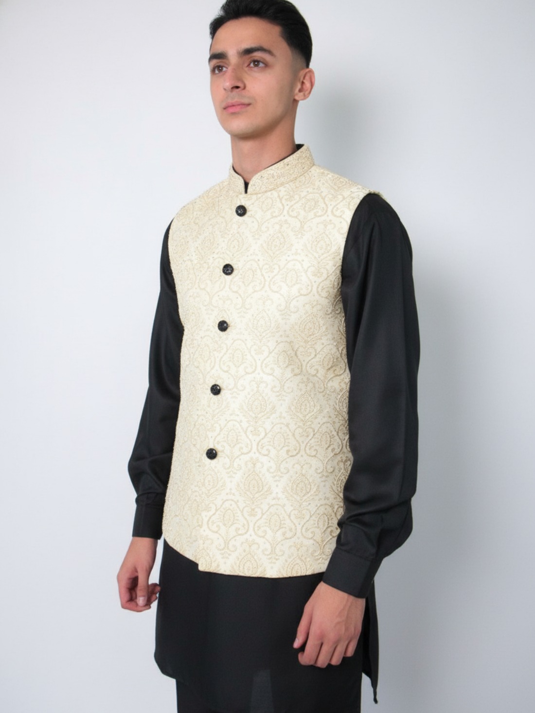 Mens brocade waistcoat with embelishment
