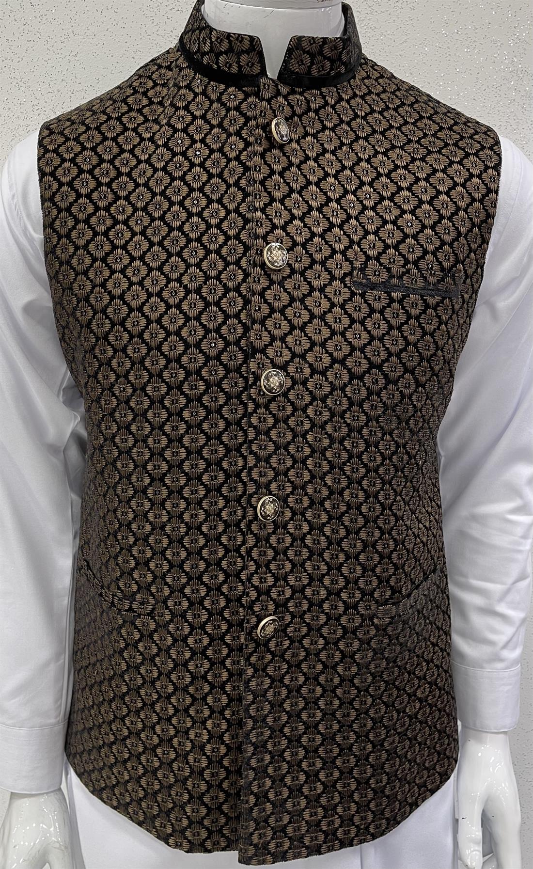 Black & Brown Mens Balck/brown Waistcoat