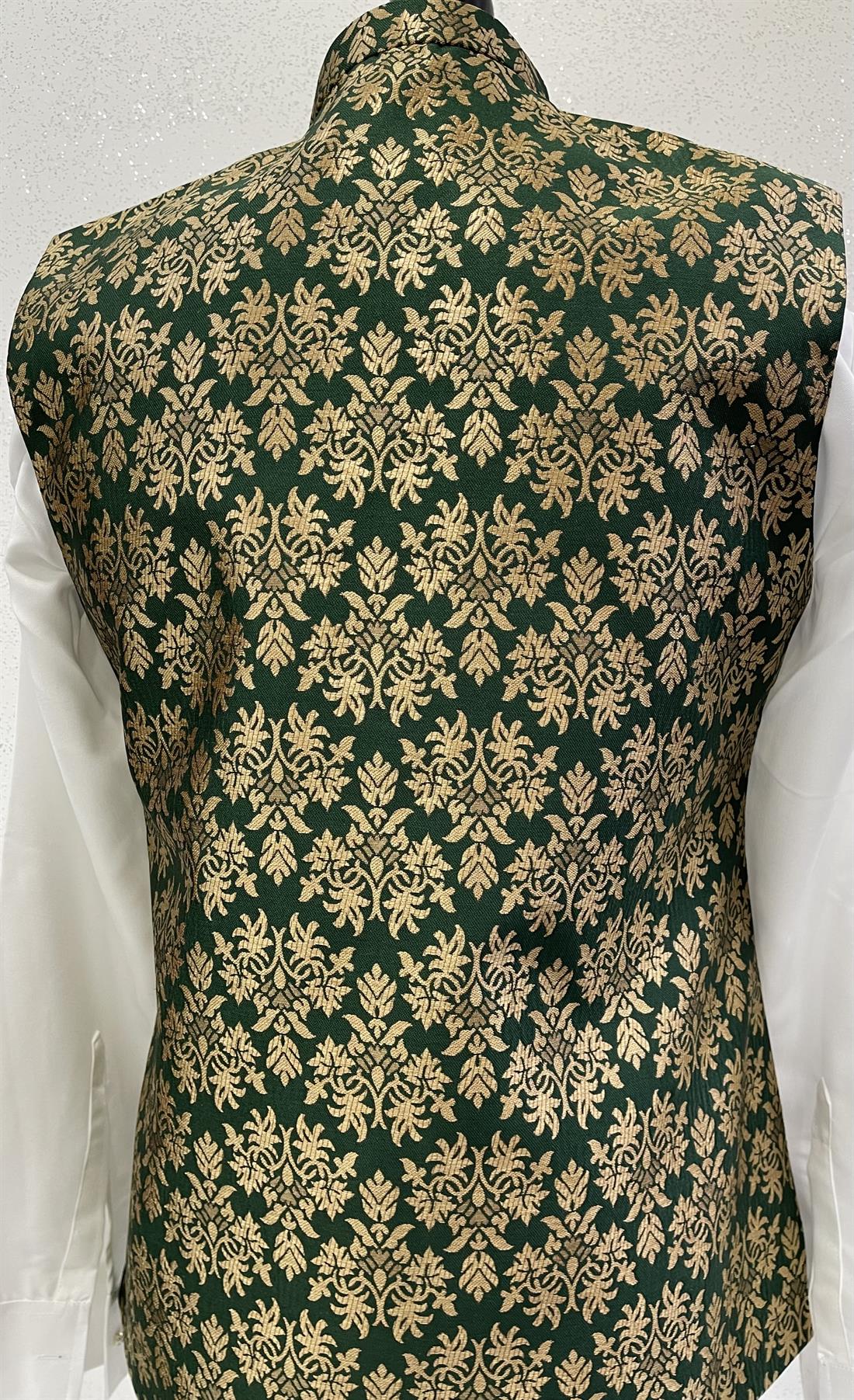 Green & Gold Mens Brocade Waistcoat