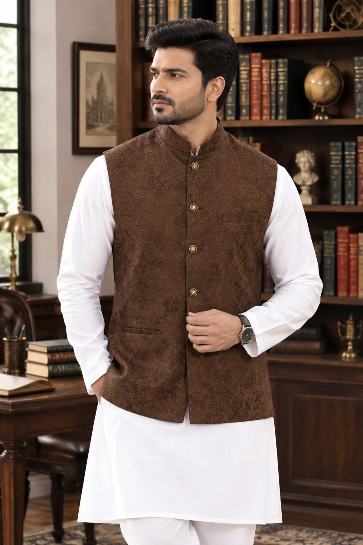 Brown Mens Waistcoat