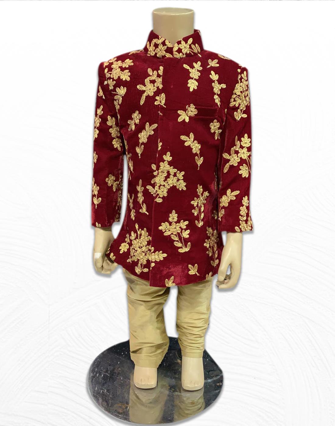 Maroon & Gold Boys Sherwani