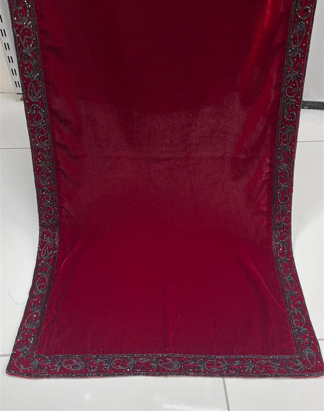 Maroon & Black Velvet Shawl