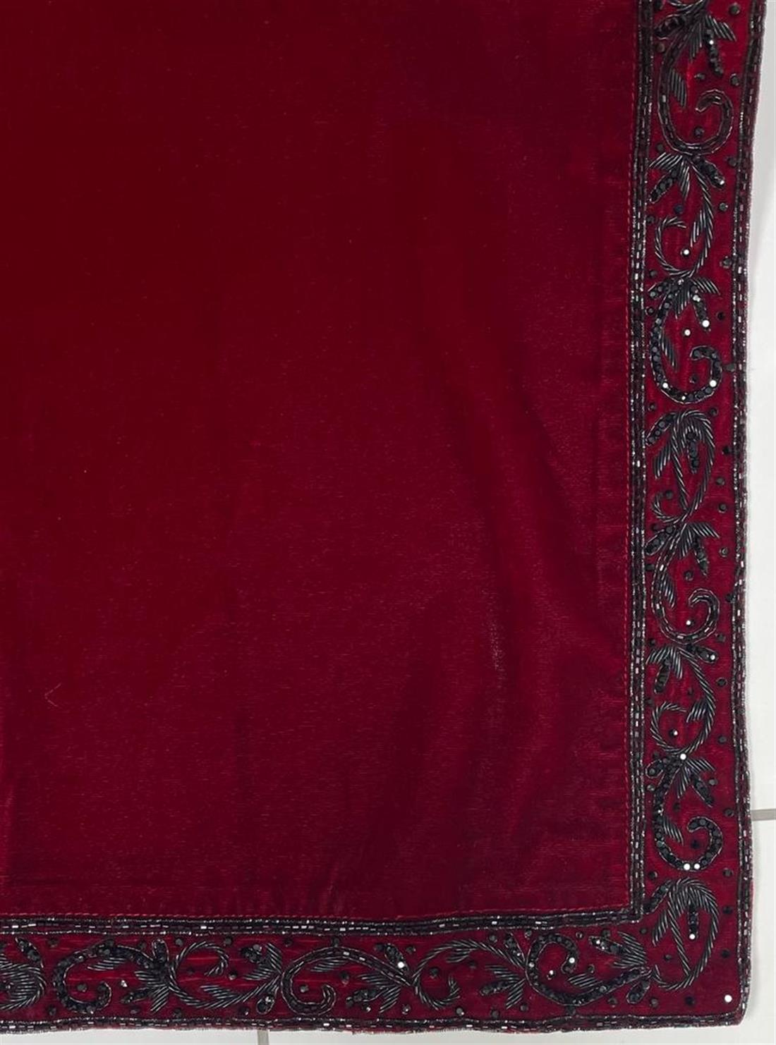 Maroon & Black Velvet Shawl