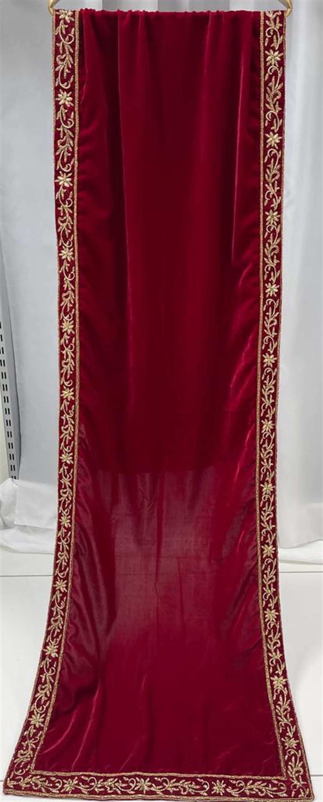 Maroon & Gold Velvet Shawl