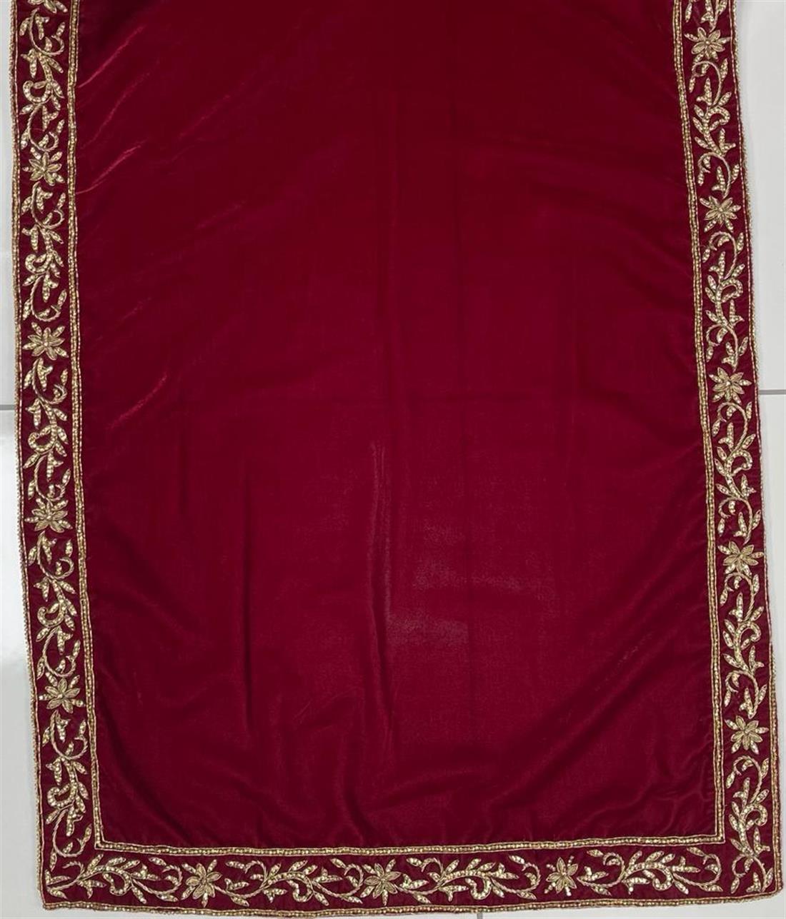 Maroon & Gold Velvet Shawl