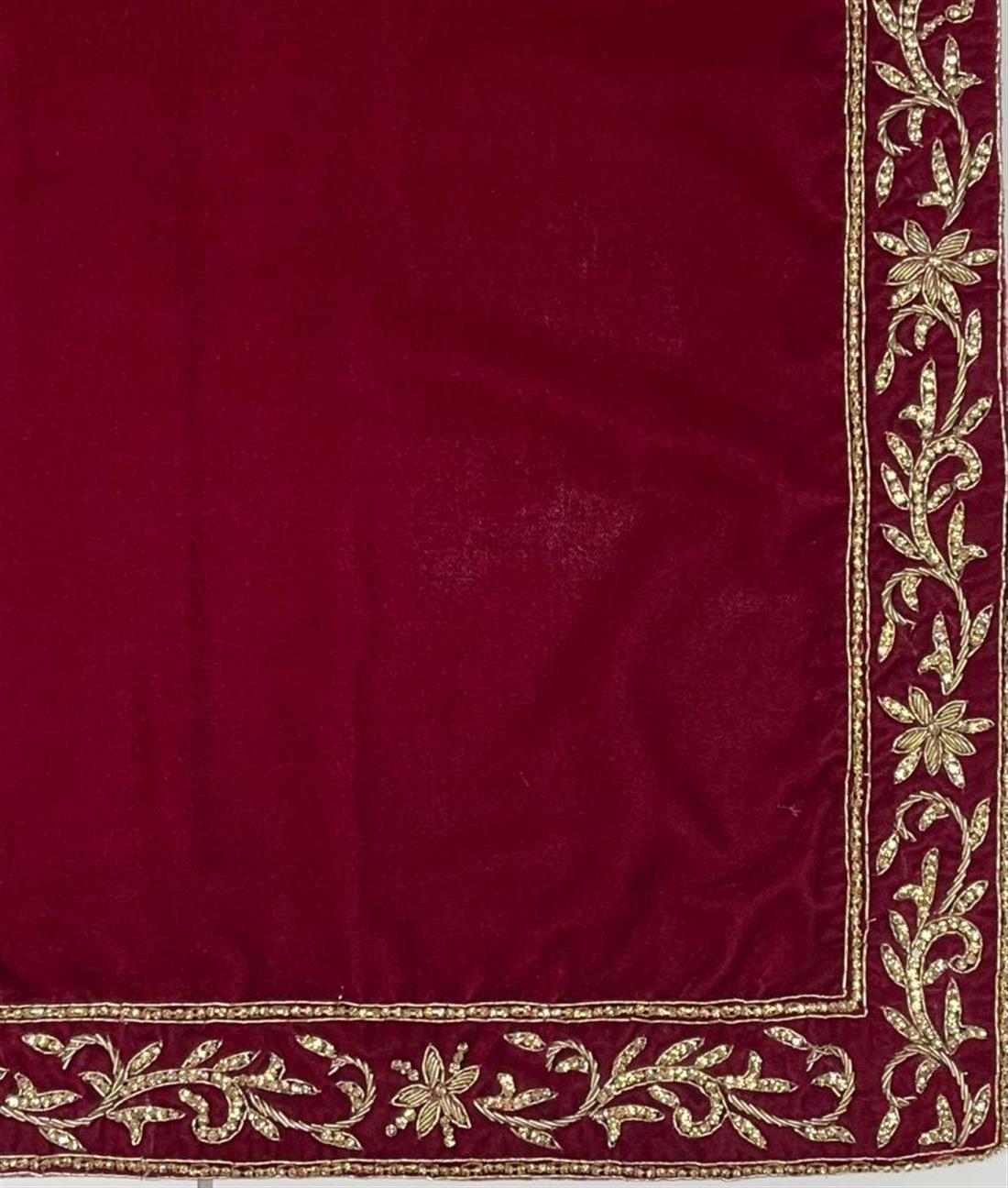 Maroon & Gold Velvet Shawl