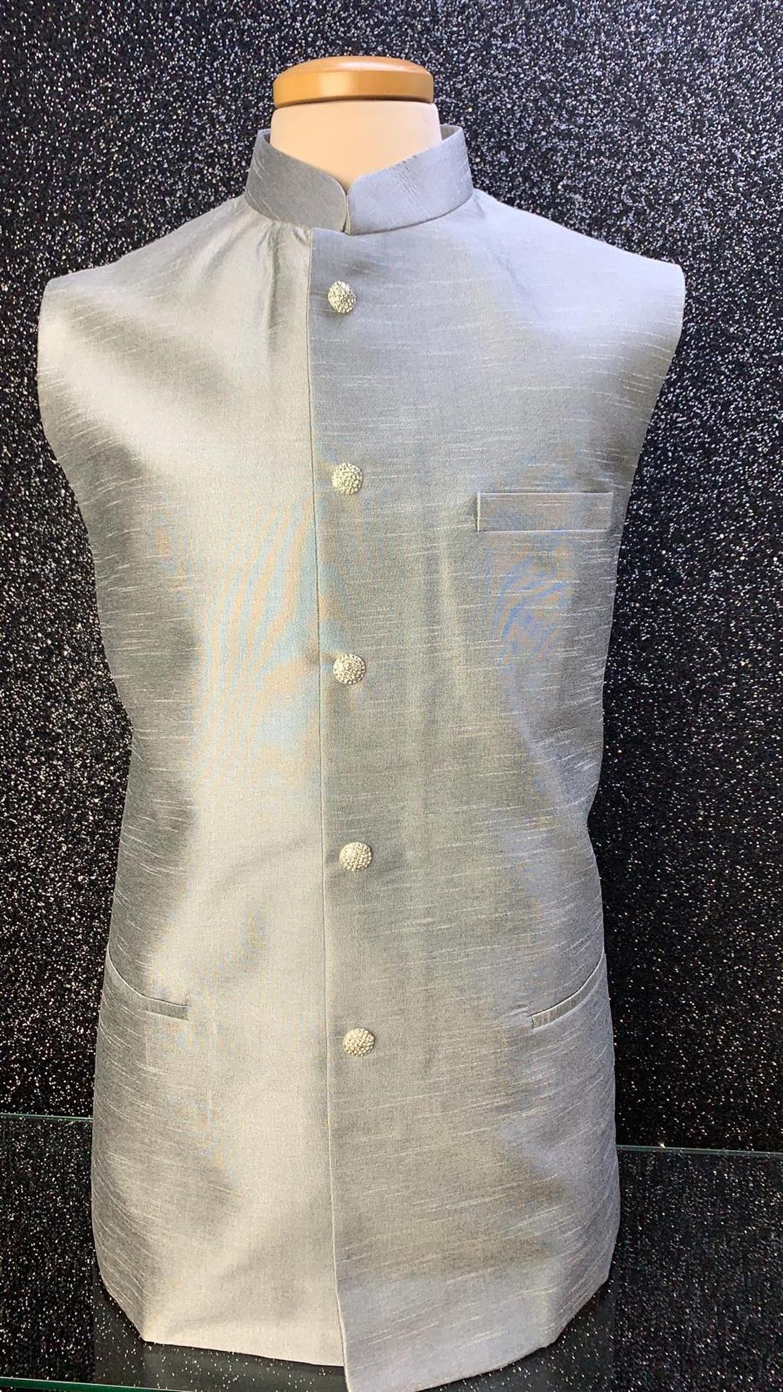 Grey Silk Mens Waistcoat
