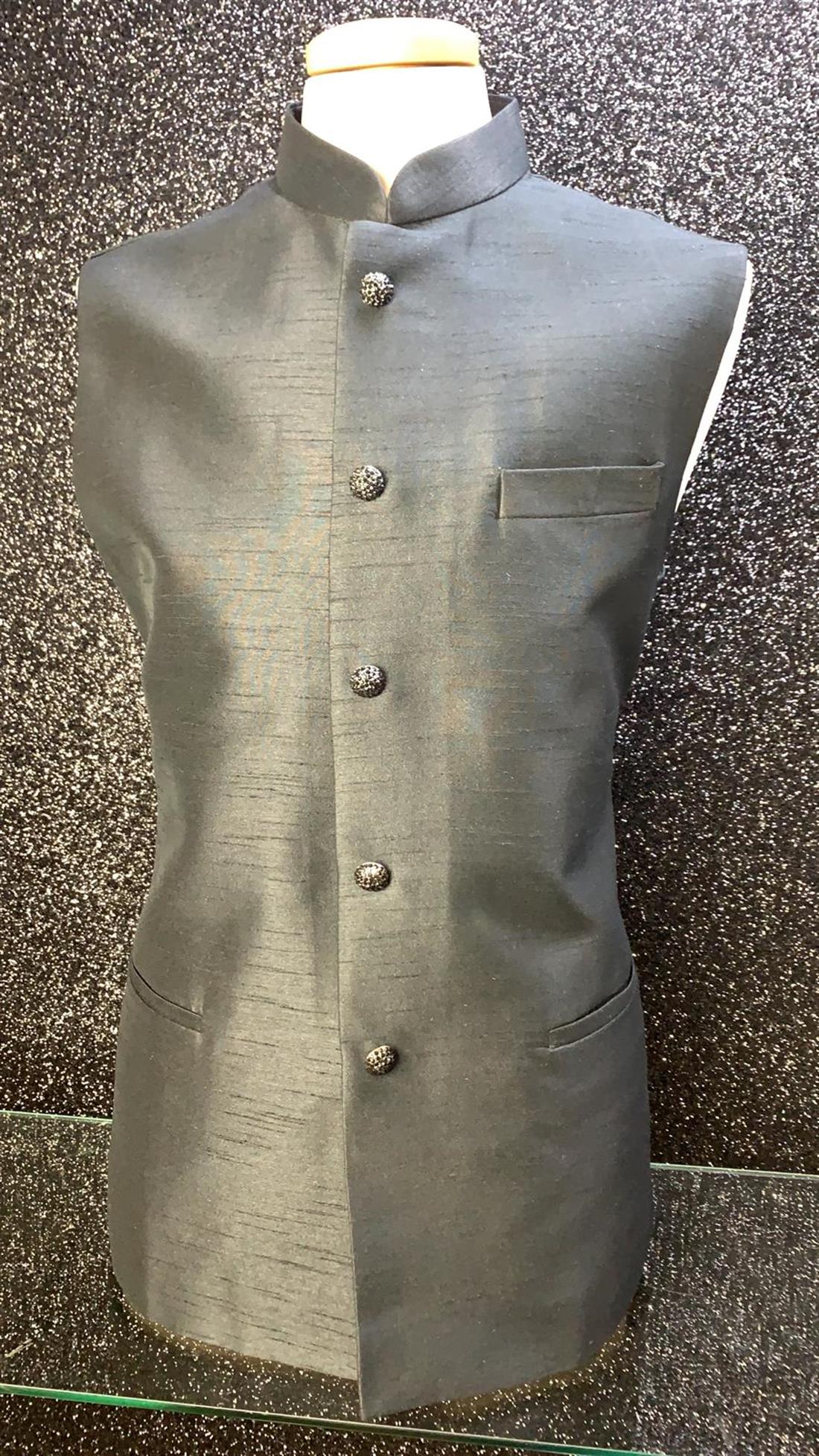 Black Silk Mens Waistcoat
