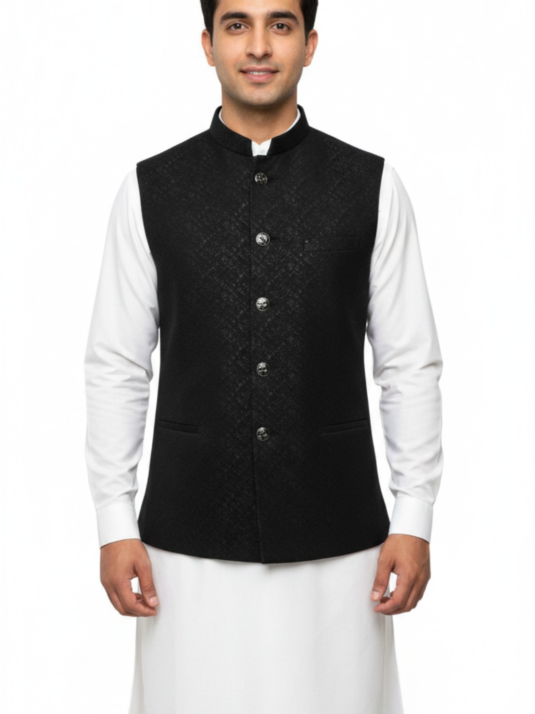 Black Printed Waistcoat