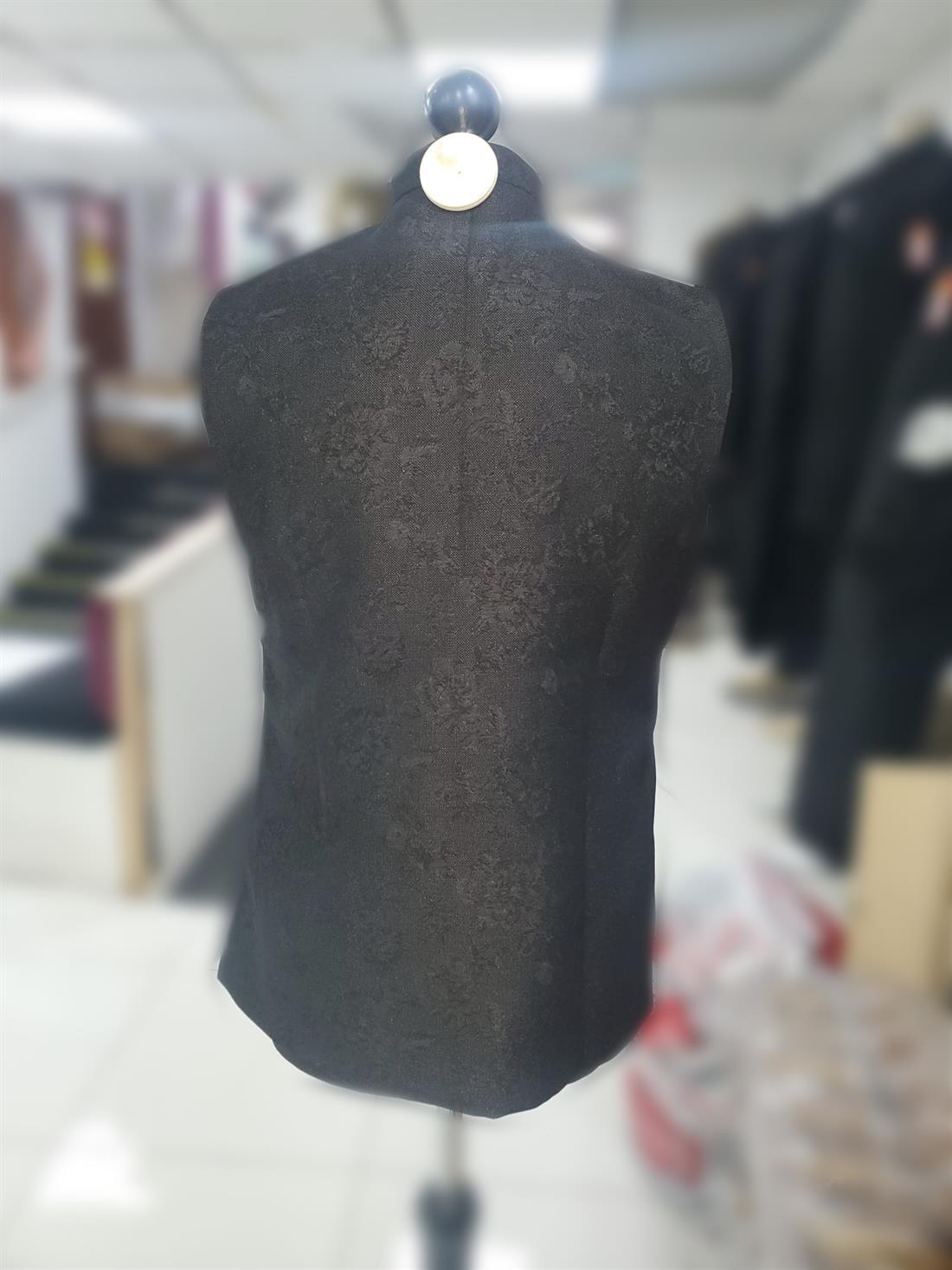 Black Printed Mens Waistcoat