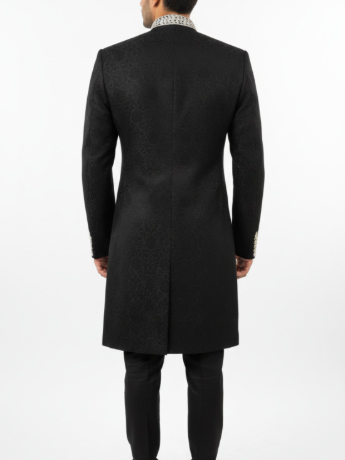 Black & Silver Embroidered Mens Sherwani