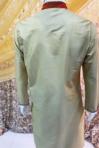 Gold kurta pajma with neckline embroidery