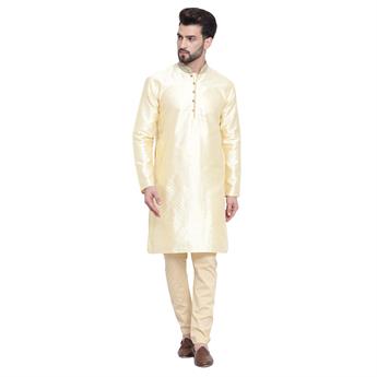 Gold Mens Brocade Grey Kurta Pyjama