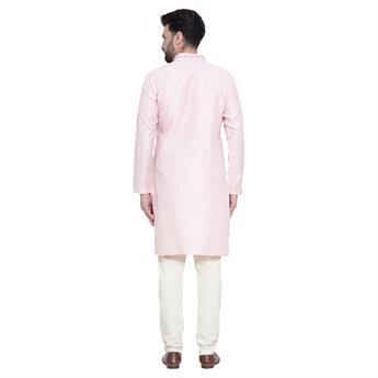 Pink Brocade Kurta Comes with a Matching Plain Pyjama