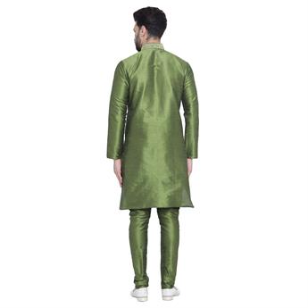 Green & Gold Embroidered Kurta Pajama