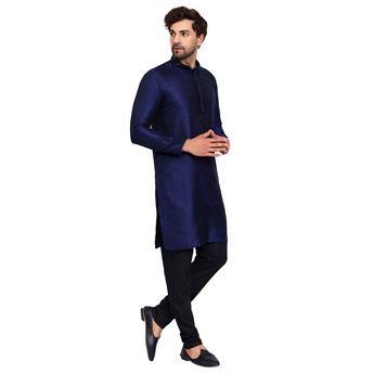 Navy Mens Brfocade Kurta Pajama Set