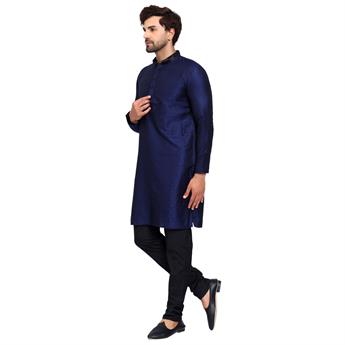 Navy Mens Brfocade Kurta Pajama Set