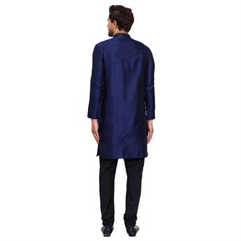 Navy Mens Brfocade Kurta Pajama Set
