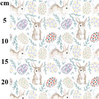 Bunny Eggs - Printed Craft Cotton Poplin Fabric Quilting Patchwork